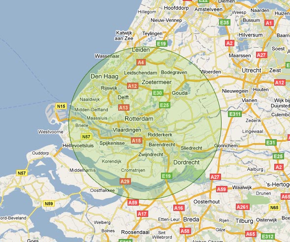 Werkgebied: 30 km rond Rotterdam