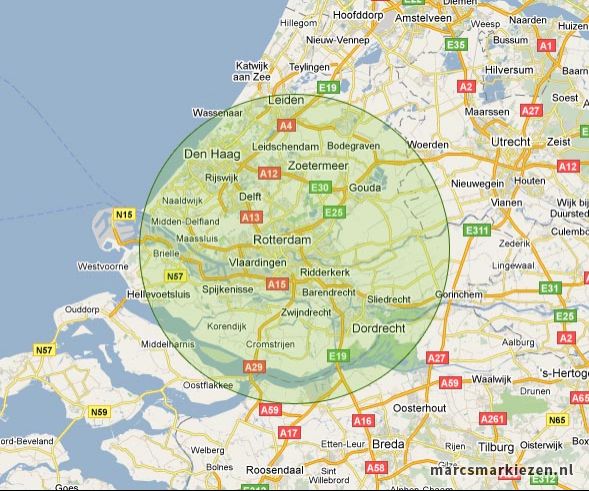 Werkgebied: 30 km rond Rotterdam